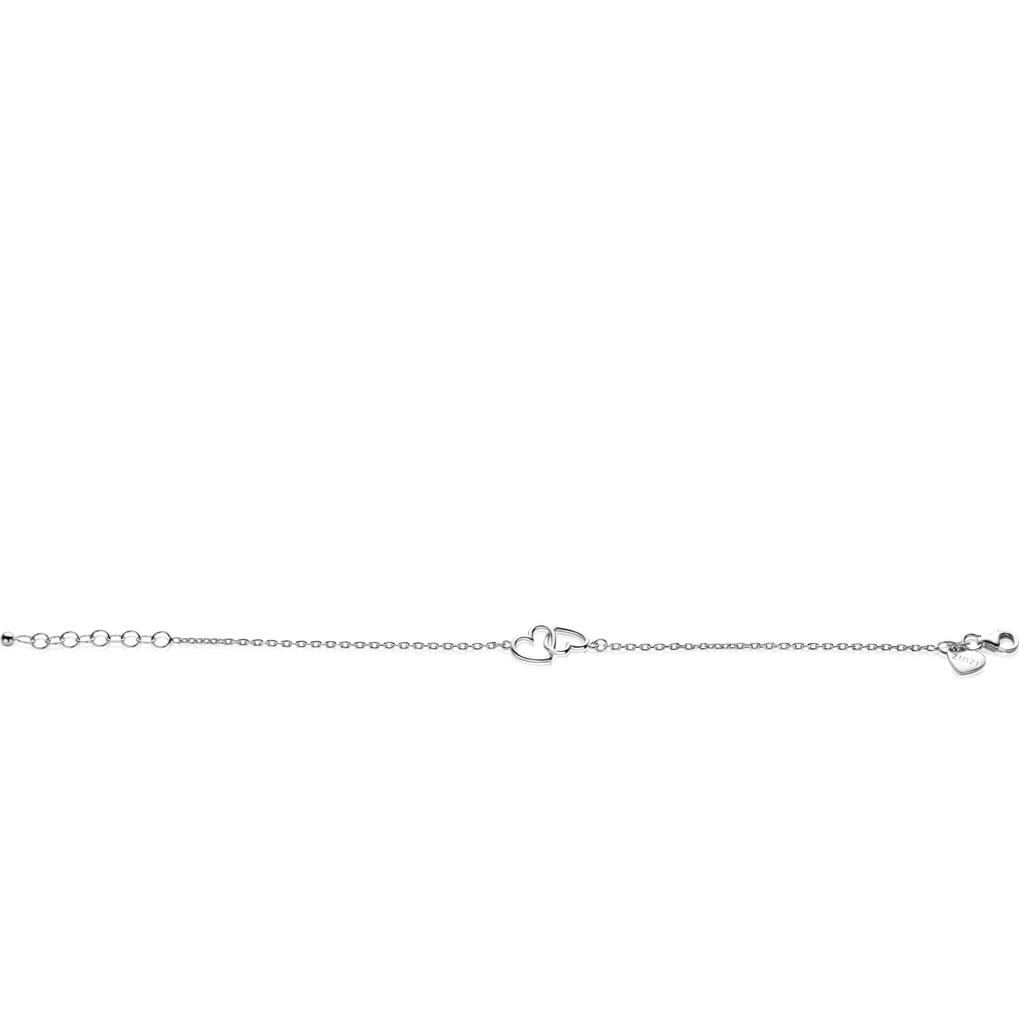ZINZI zilveren armband met 2 verbonden hartjes 16,5-19,5cm ZIA2513
