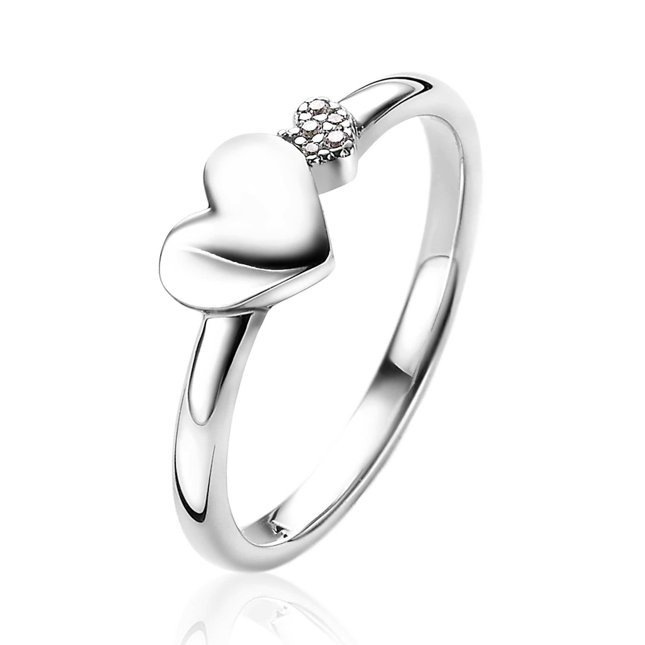 Bevestigen bevind zich Het beste ZINZI zilveren ring hartjes glad en witte zirconia's ZIR2137