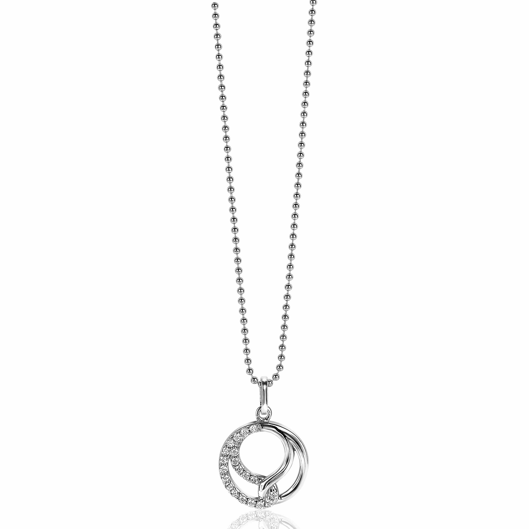 ZINZI zilveren hanger 15 mm, symboliseert verbondenheid, witte zirconia's ZIH2119S (zonder collier)