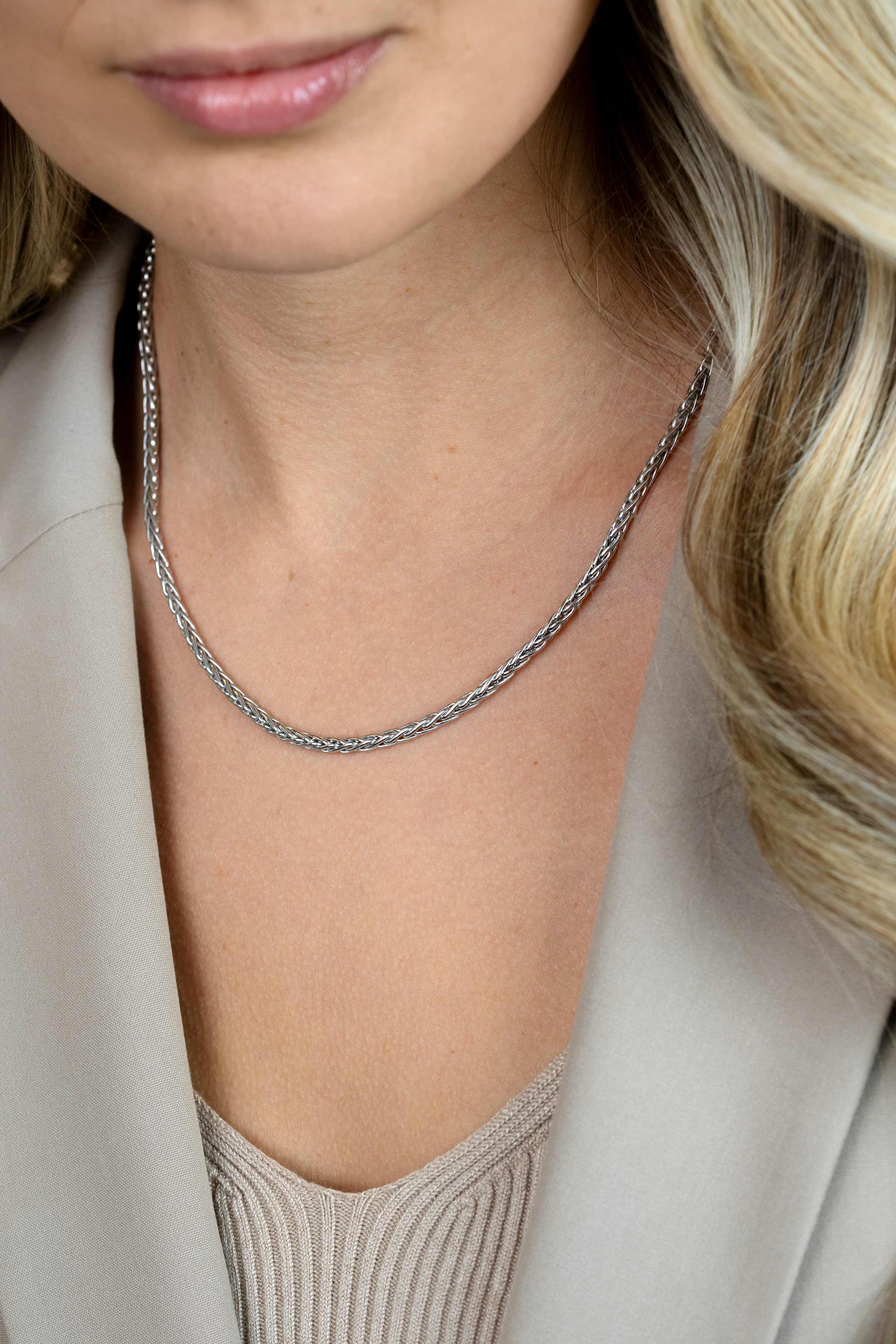 ZINZI zilveren schakelcollier palmier massief 3mm breed 45cm ZIC1912