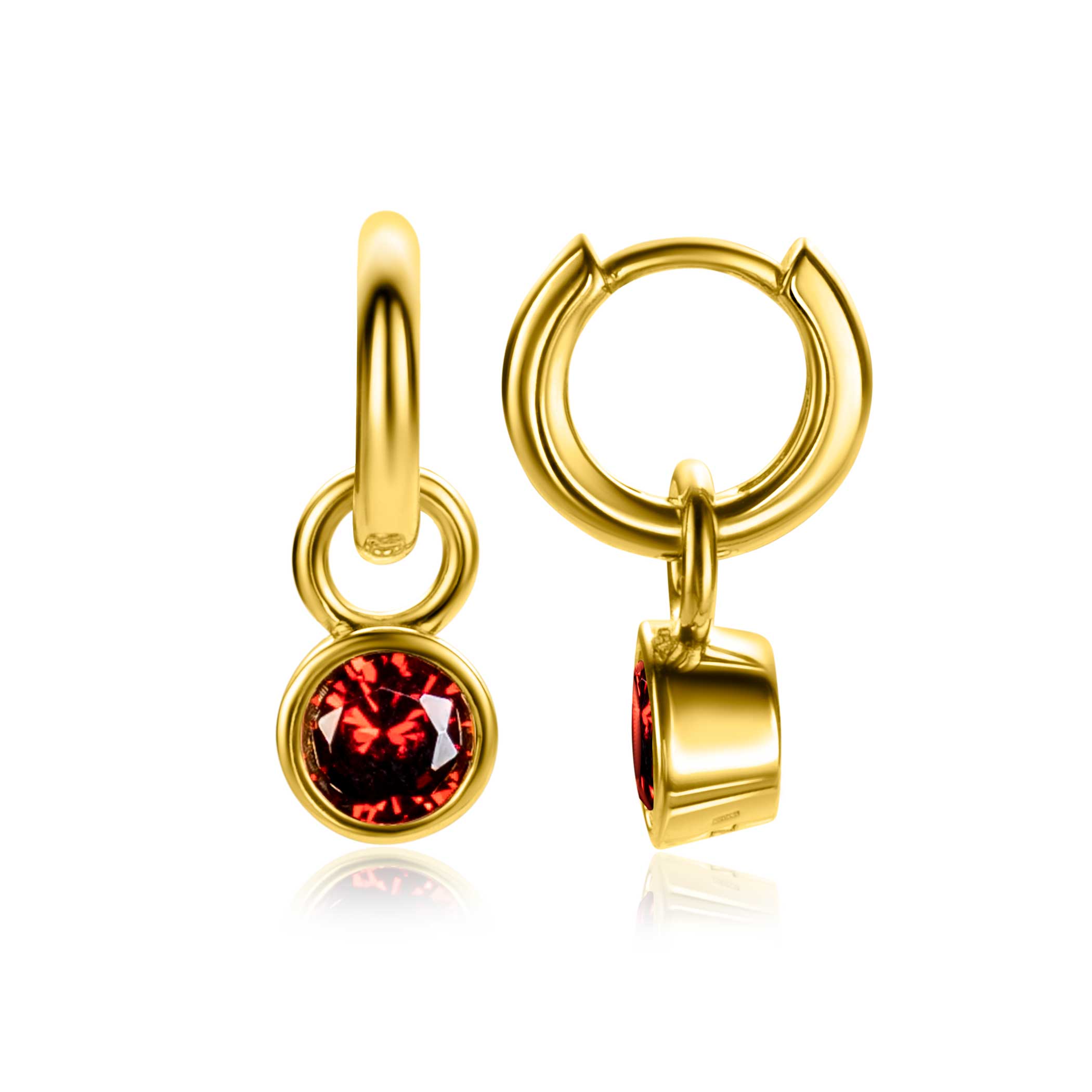 JANUARI oorbedels gold plated met geboortesteen rood granaat zirconia (excl. oorringen)
