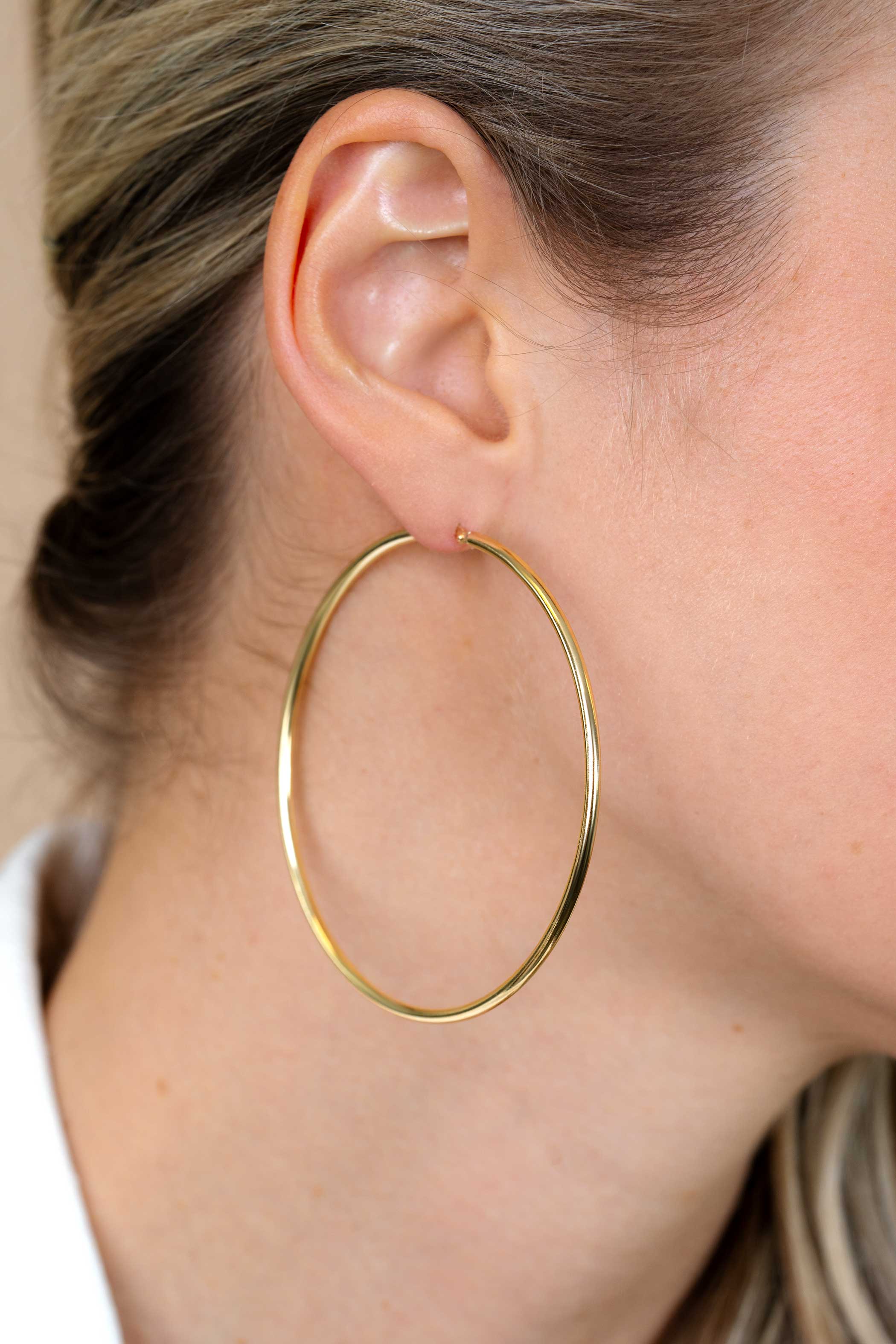 ZINZI zilveren oorringen 14K geel verguld glad 65x2mm rond ZIO438G