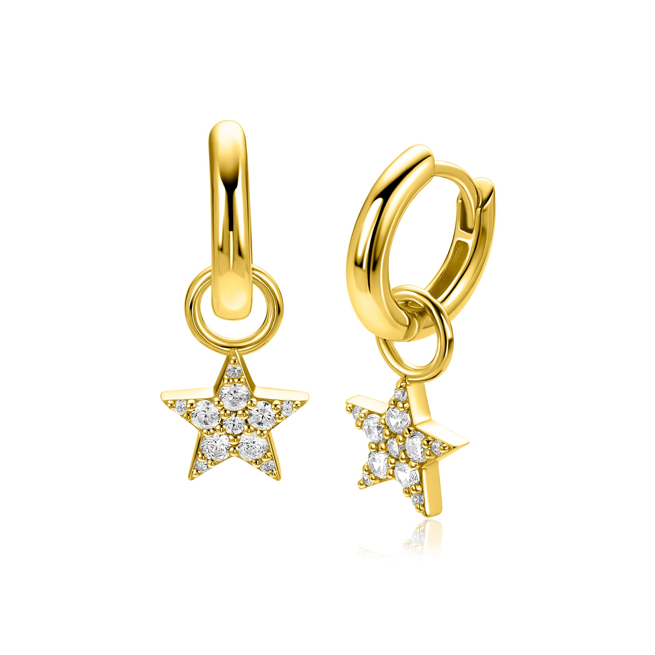 8,5mm ZINZI goldplated zilveren oorbedels fonkelende ster ZICH2138Y (zonder oorringen)