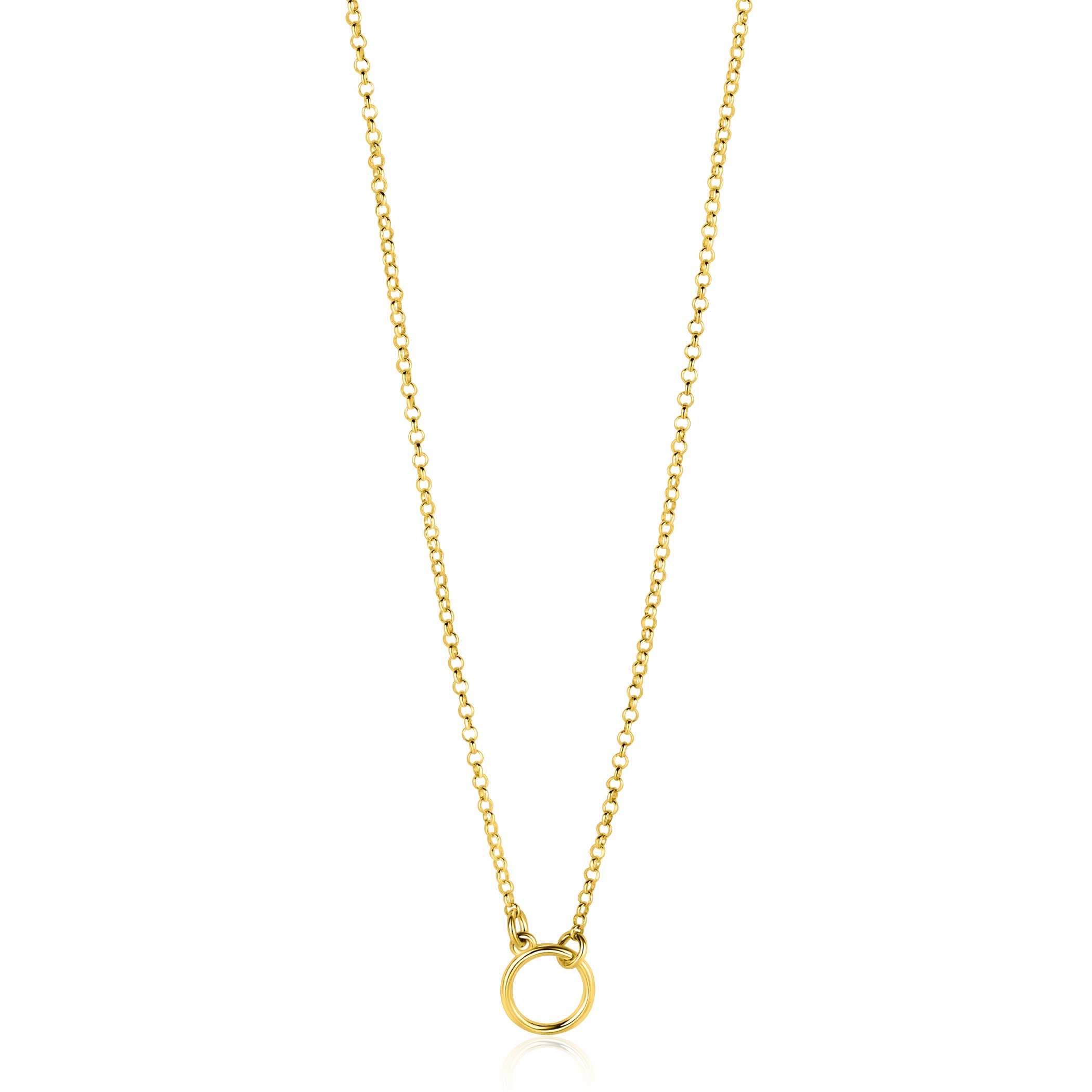 ZINZI gold plated zilveren ketting met open rondje 40-45cm ZIC2523G