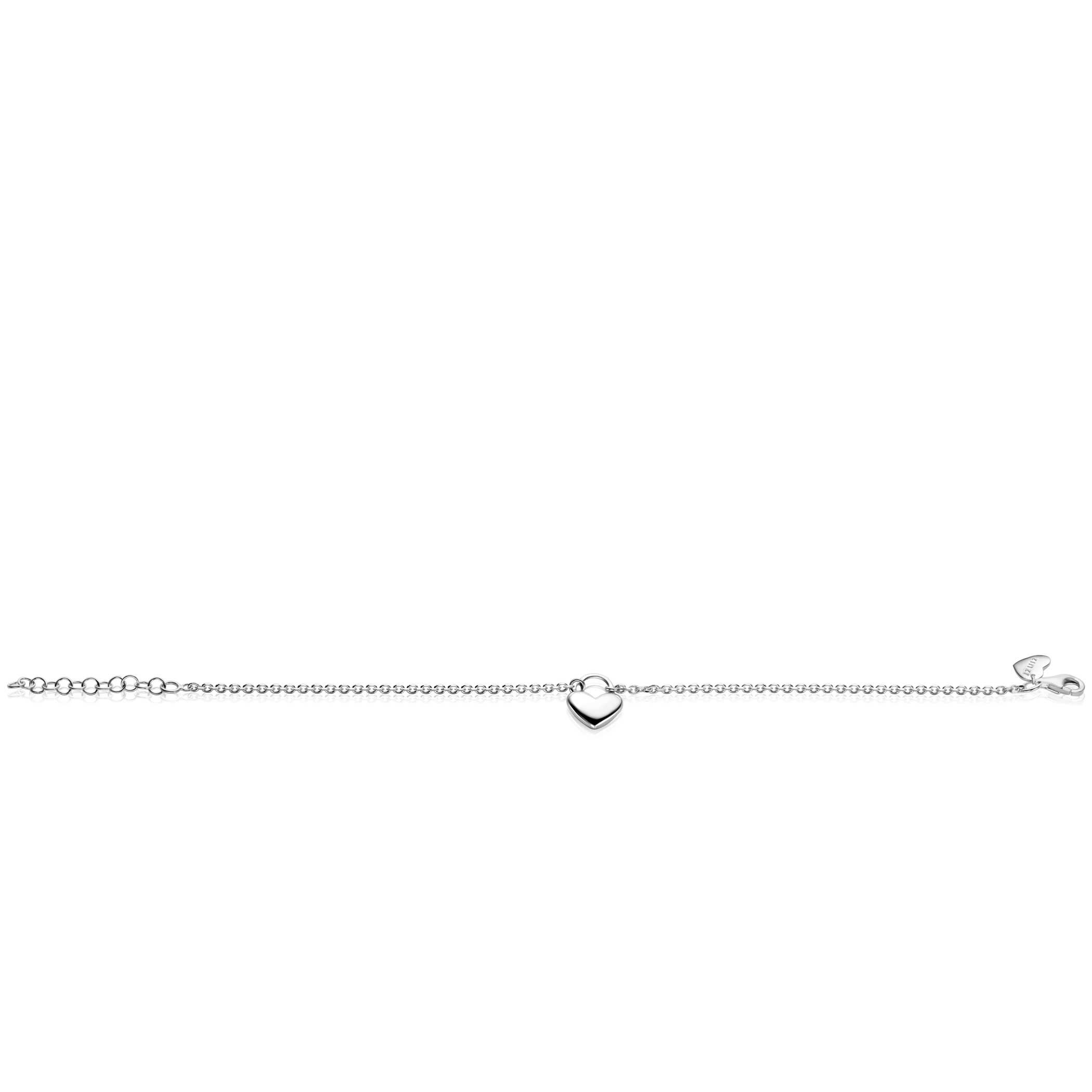 ZINZI zilveren  schakelarmband met hartvormige slot hanger 17-20cm ZIA2673