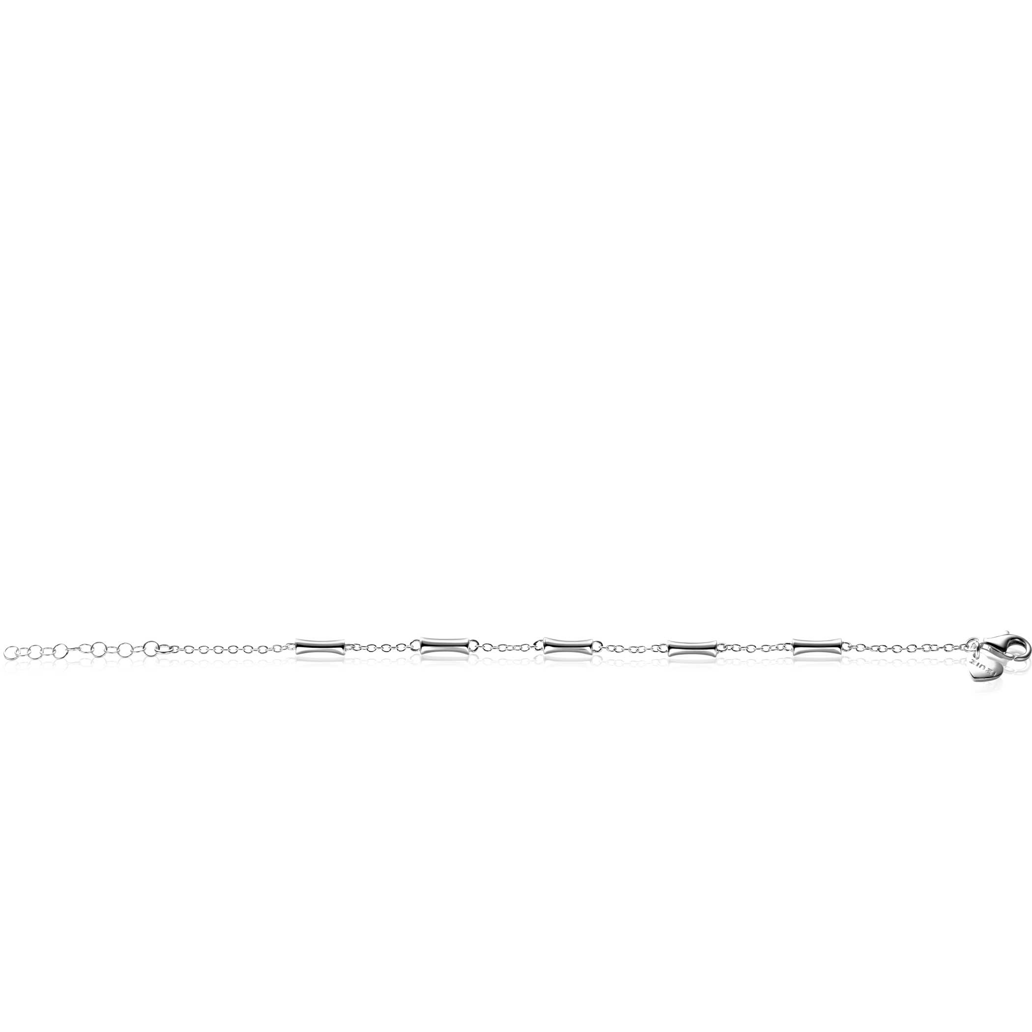 ZINZI zilveren schakel armband met vijf gladde bamboe vormen 17-20cm ZIA2577
