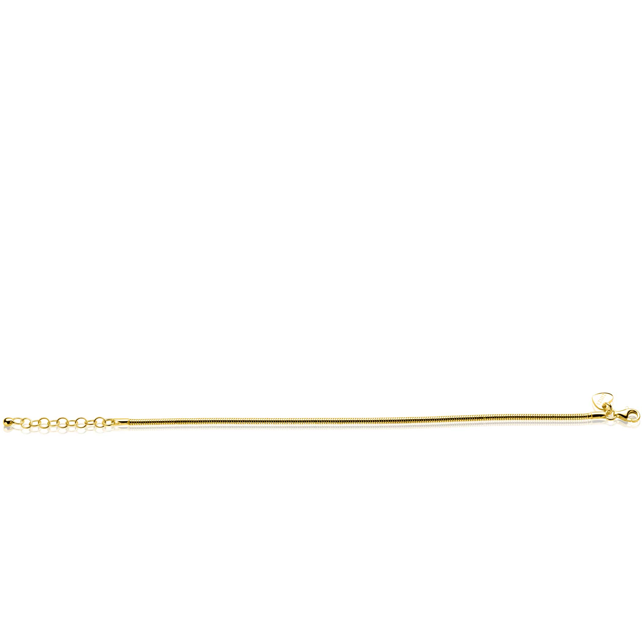 ZINZI gold plated zilveren ronde slangen armband (2mm breed) 17-21cm ZIA2849G