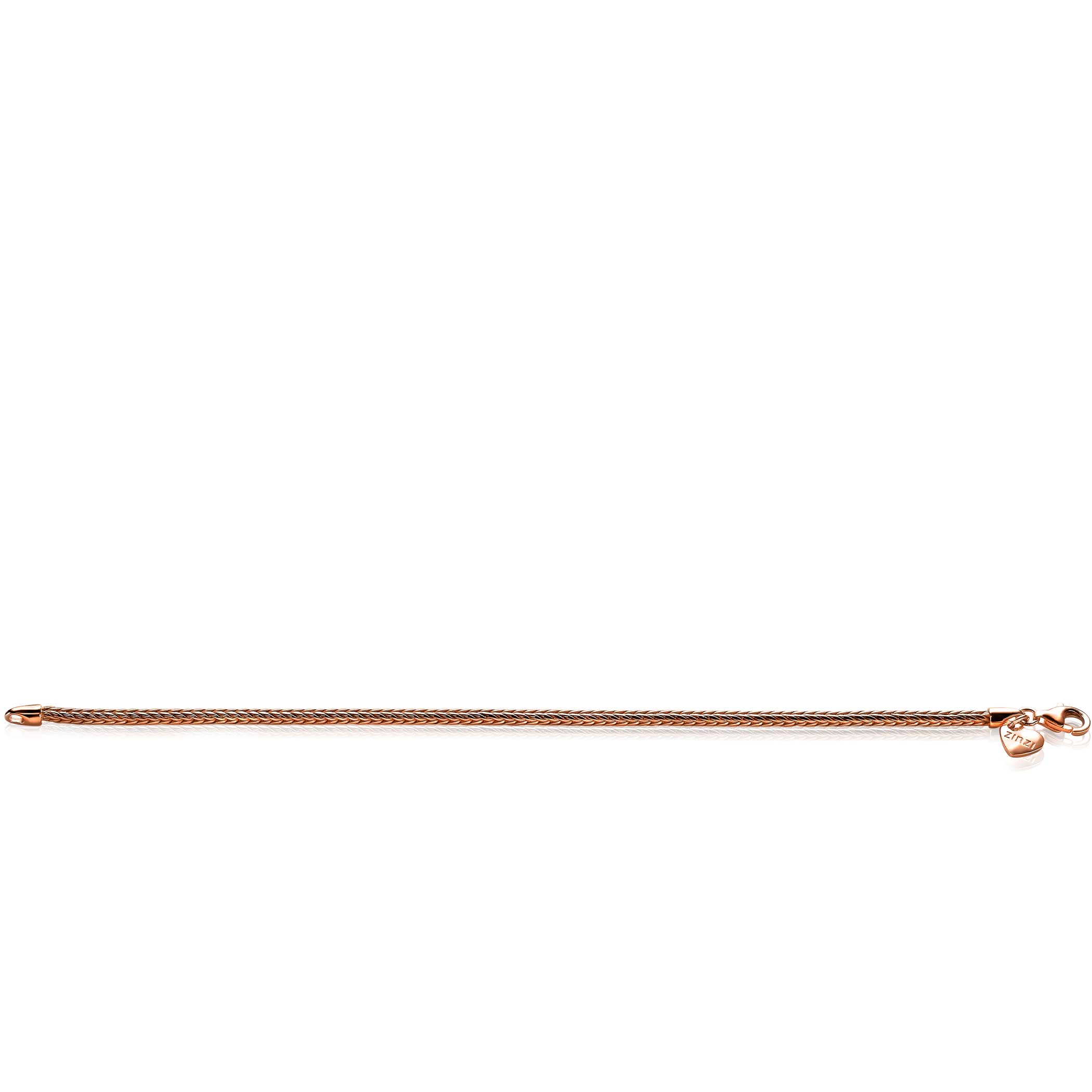 ZINZI zilveren schakelarmband rosé verguld vossenstaart 3mm breed 19cm ZIA1287R