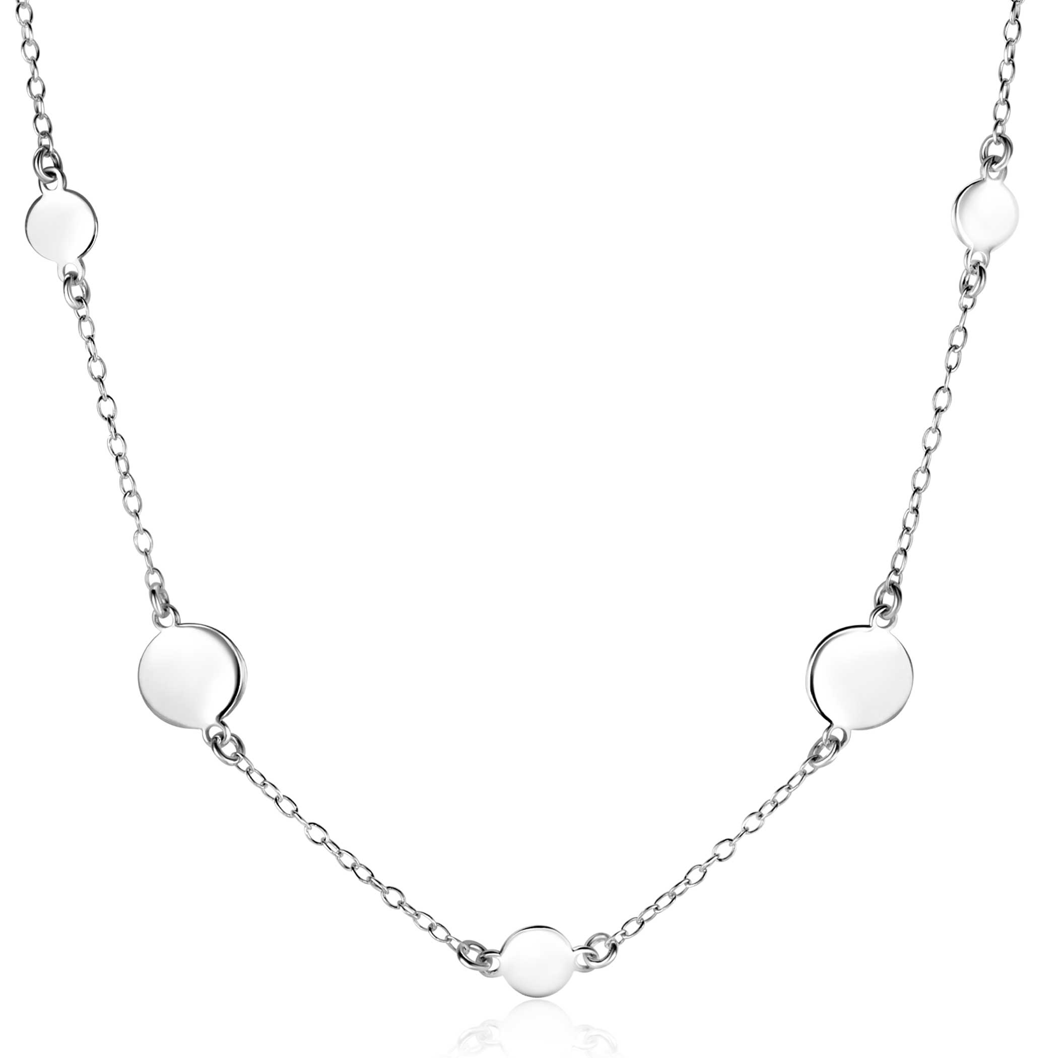 ZINZI zilveren ketting met gladde ronde plaatjes, afwisselend in grootte 42-45cm ZIC-BF89