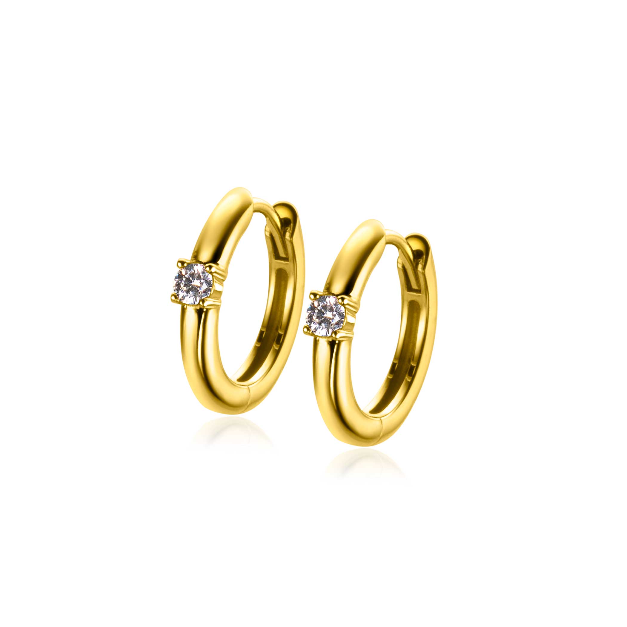 APRIL oorringen 13mm gold plated met geboortesteen diamant wit zirconia
