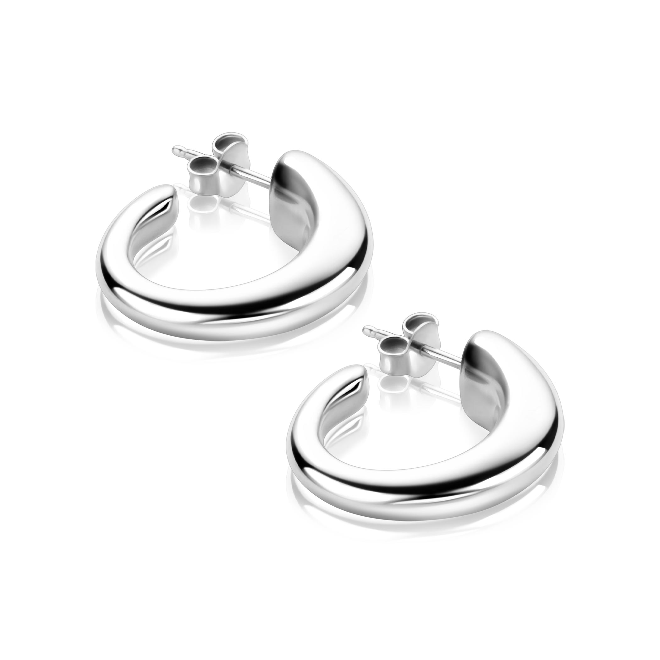 21mm ZINZI zilveren oorringen met een bolle aflopende vorm en met poussette ZIO2788