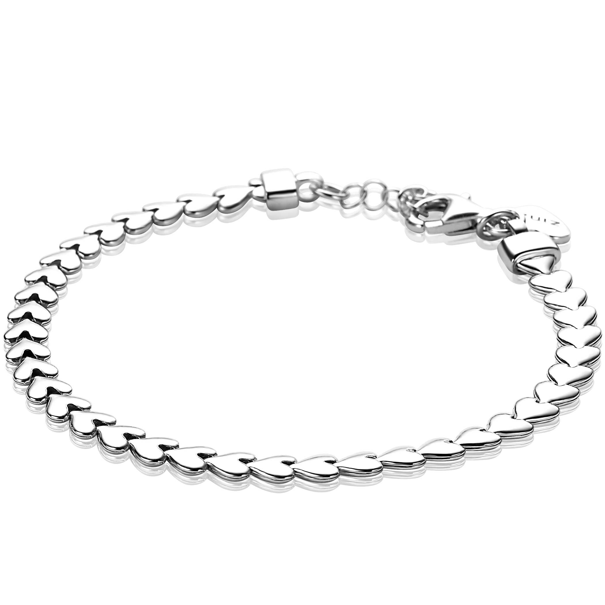 ZINZI armband ZIA1798 breed zilveren hartjes 4,5mm