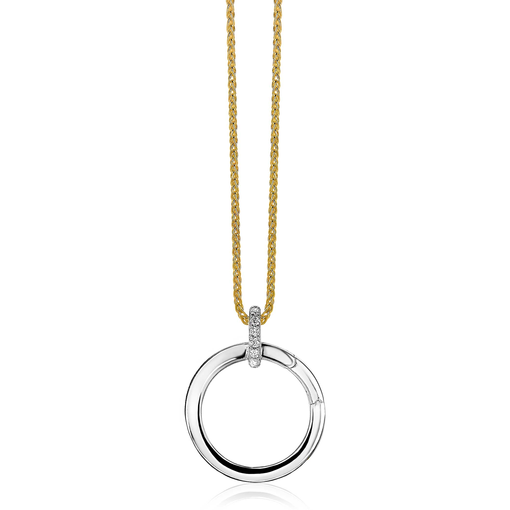 ZINZI zilveren ronde hanger 21mm met sluitring wit ZIH2061 (zonder collier)