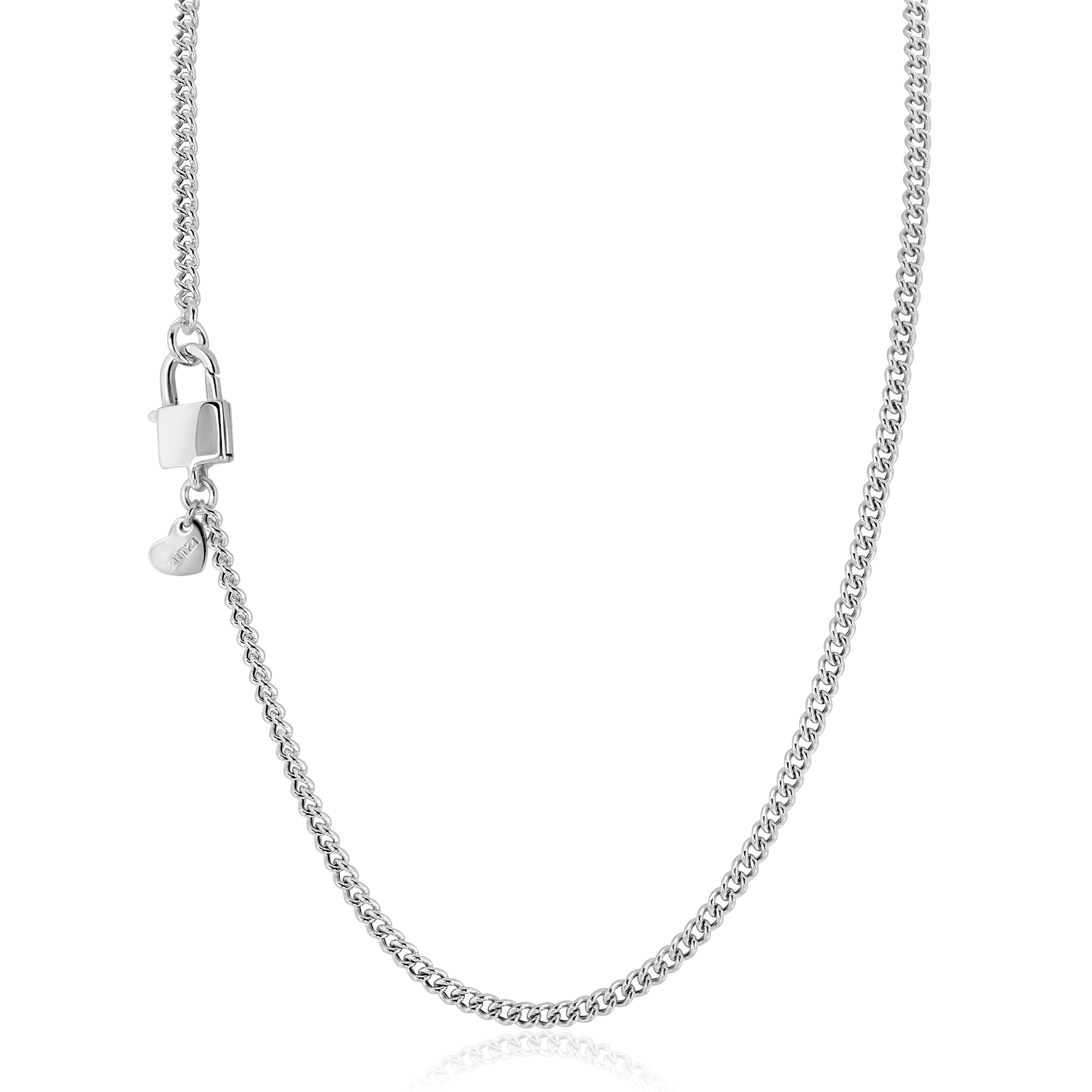 ZINZI zilveren gourmet ketting 3,8mm breed met trendy glimmend slotje als sluiting 43cm ZIC2411