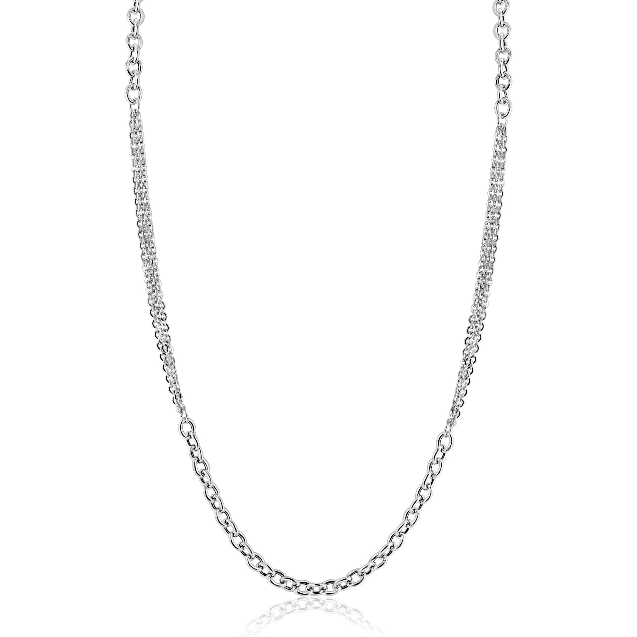 ZINZI zilveren collier 45cm met dubbele stijl grove schakel en fijne kettingen ZIC2781
