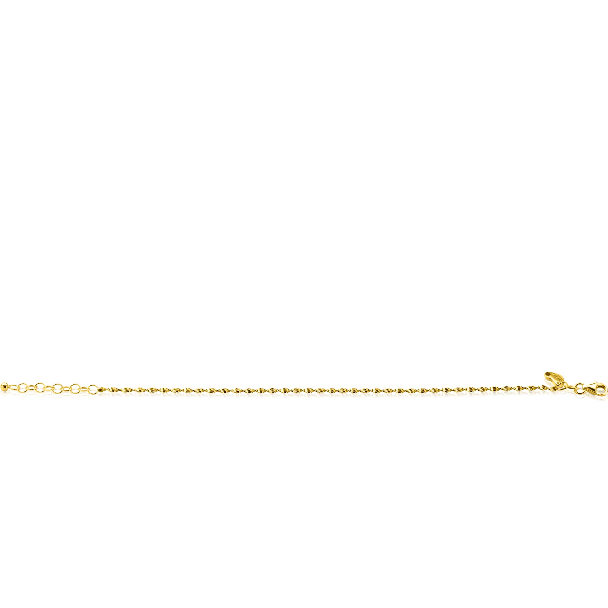 ZINZI gold plated zilveren singapore armband met glinsterende gedraaide schakels 1,9mm breed 17-20cm ZIA2585G
