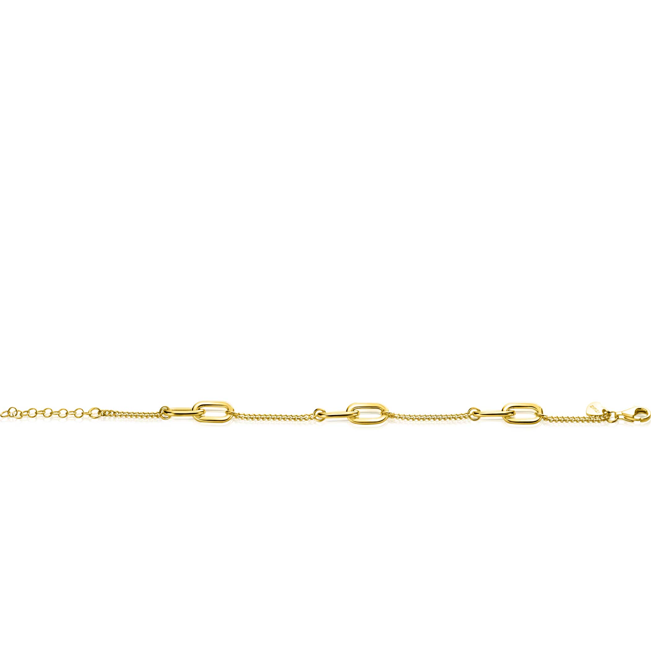 ZINZI gold plated zilveren gourmet armband met zes ovale schakels 7mm breed 17-20cm ZIA2412G