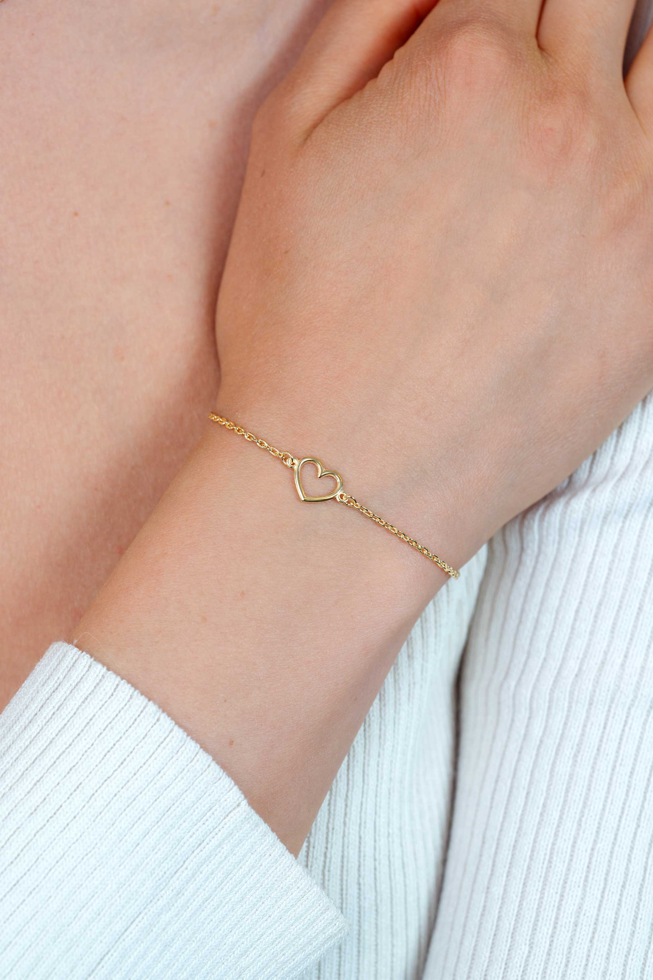 ZINZI zilveren armband geel verguld met open hartje ZIA1420G