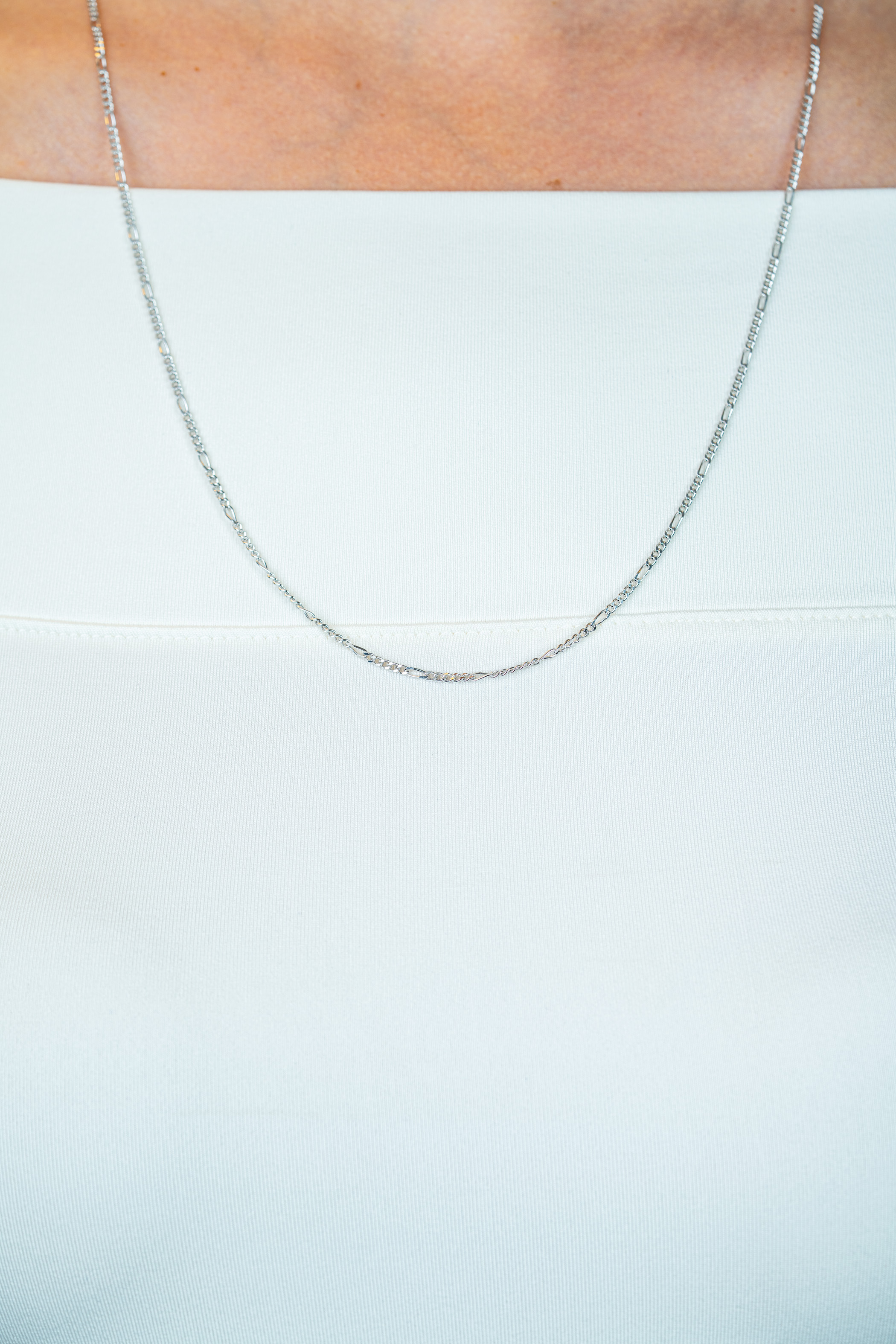 45cm ZINZI zilveren figaro ketting ZILC-F45