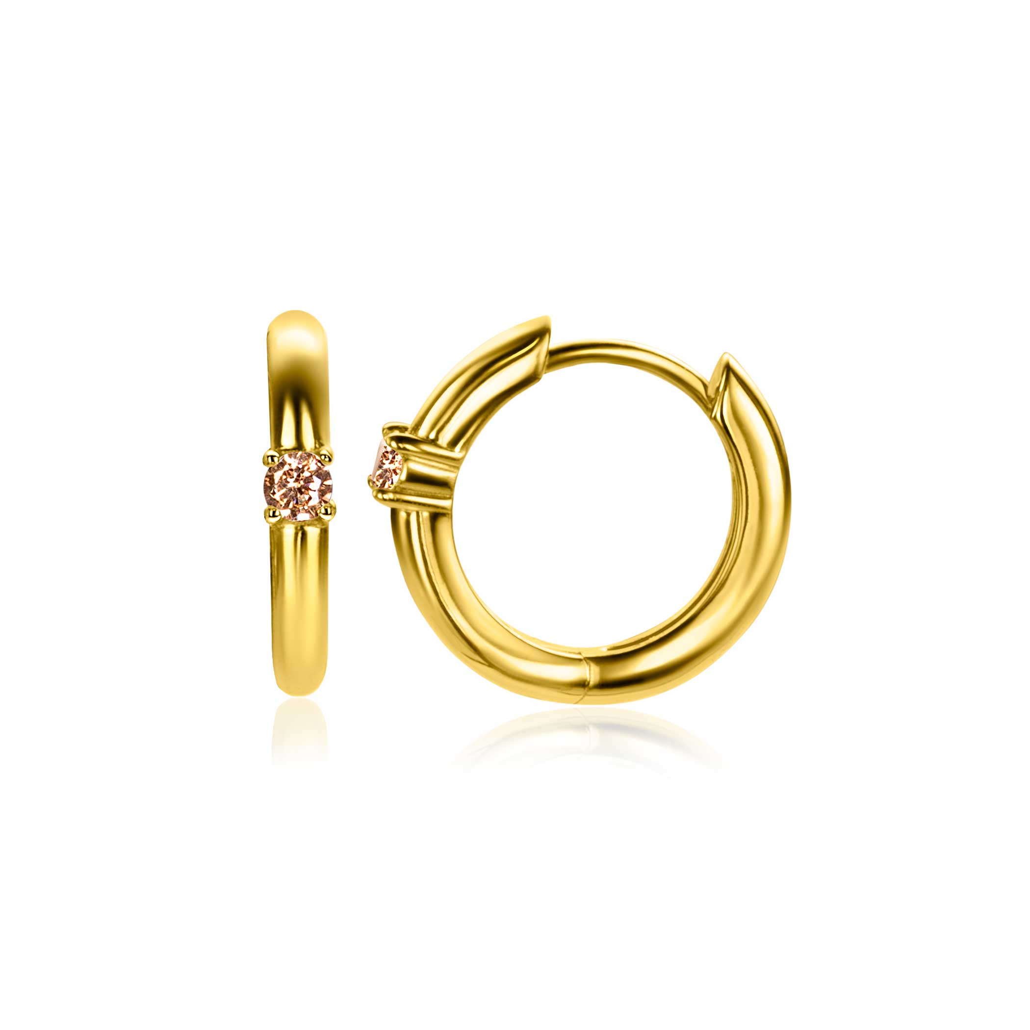 NOVEMBER oorringen 13mm gold plated met geboortesteen geel citrien zirconia 
