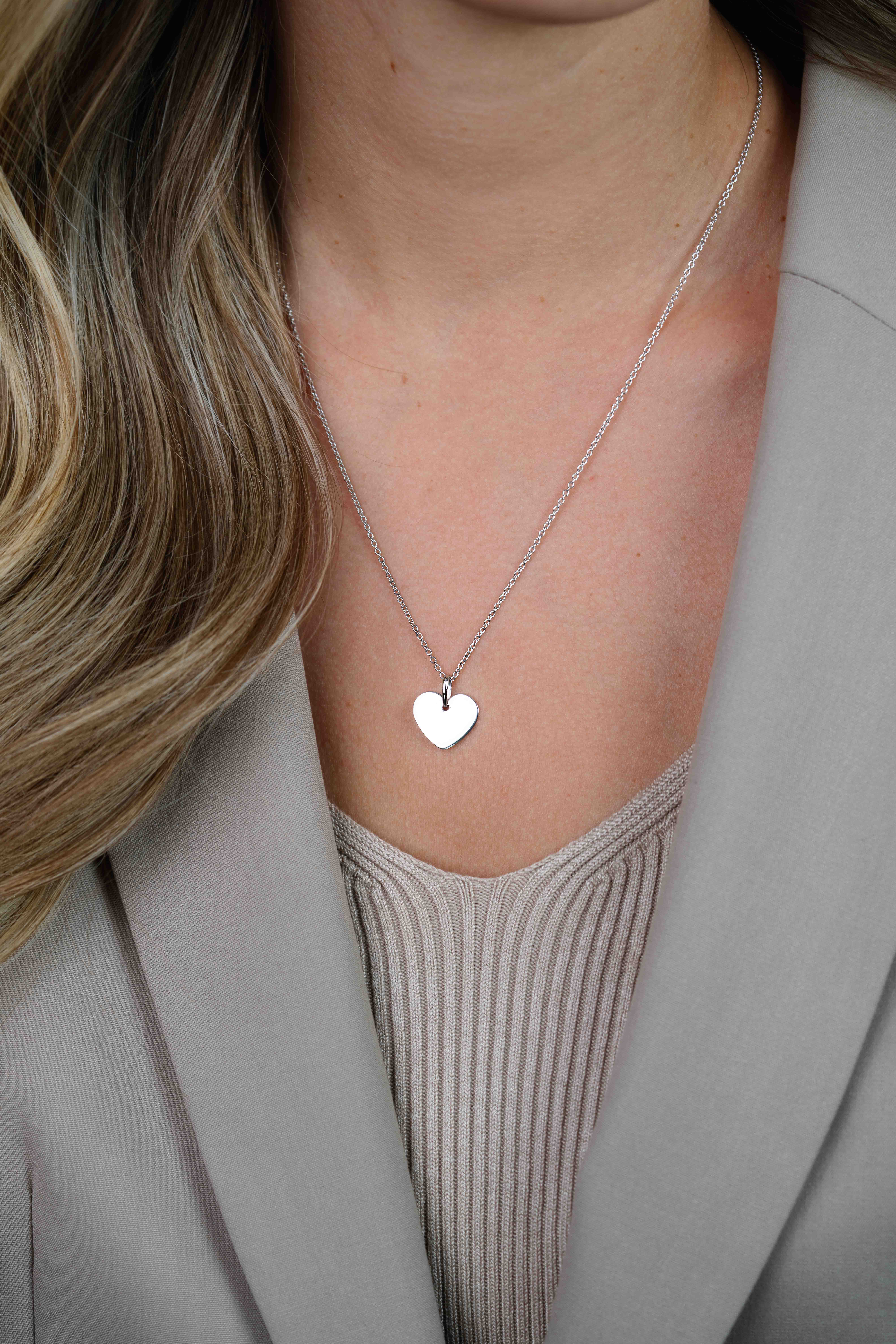 15mm ZINZI zilveren hanger glad hart voor gravure ZIH2346-15 (zonder collier)