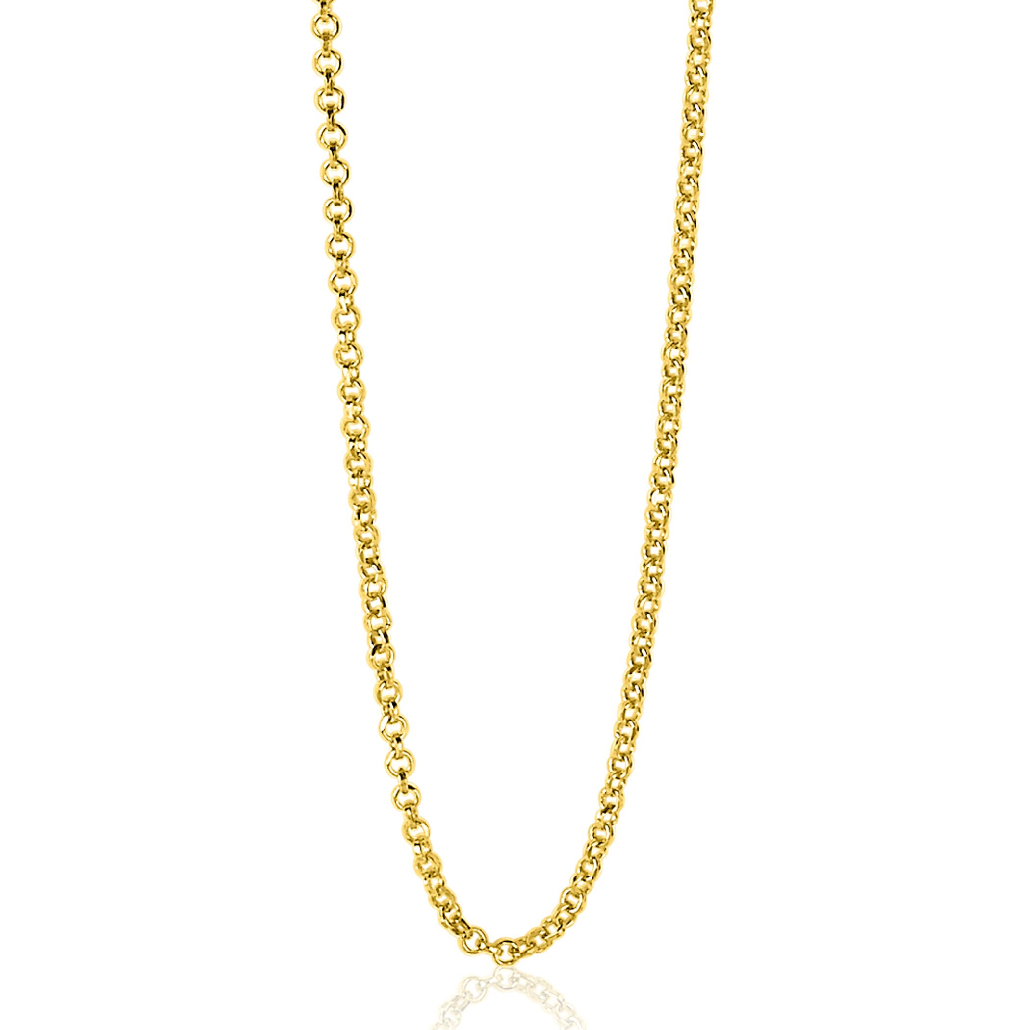 42 cm ZINZI zilveren jasseron ketting geel verguld ZILC-J42G