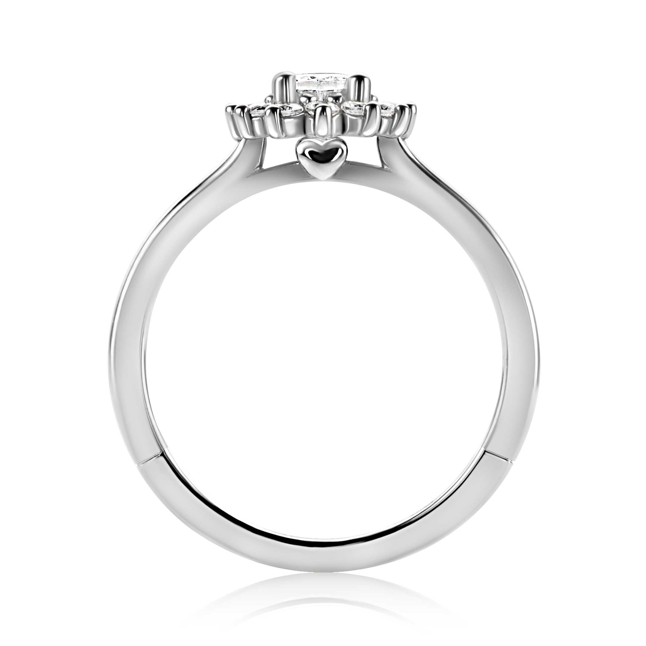 ZINZI zilveren entourage verlovingsring met een grote ovale witte zirkonia (11mm) en klein hartje aan de zijkant ZIR2699