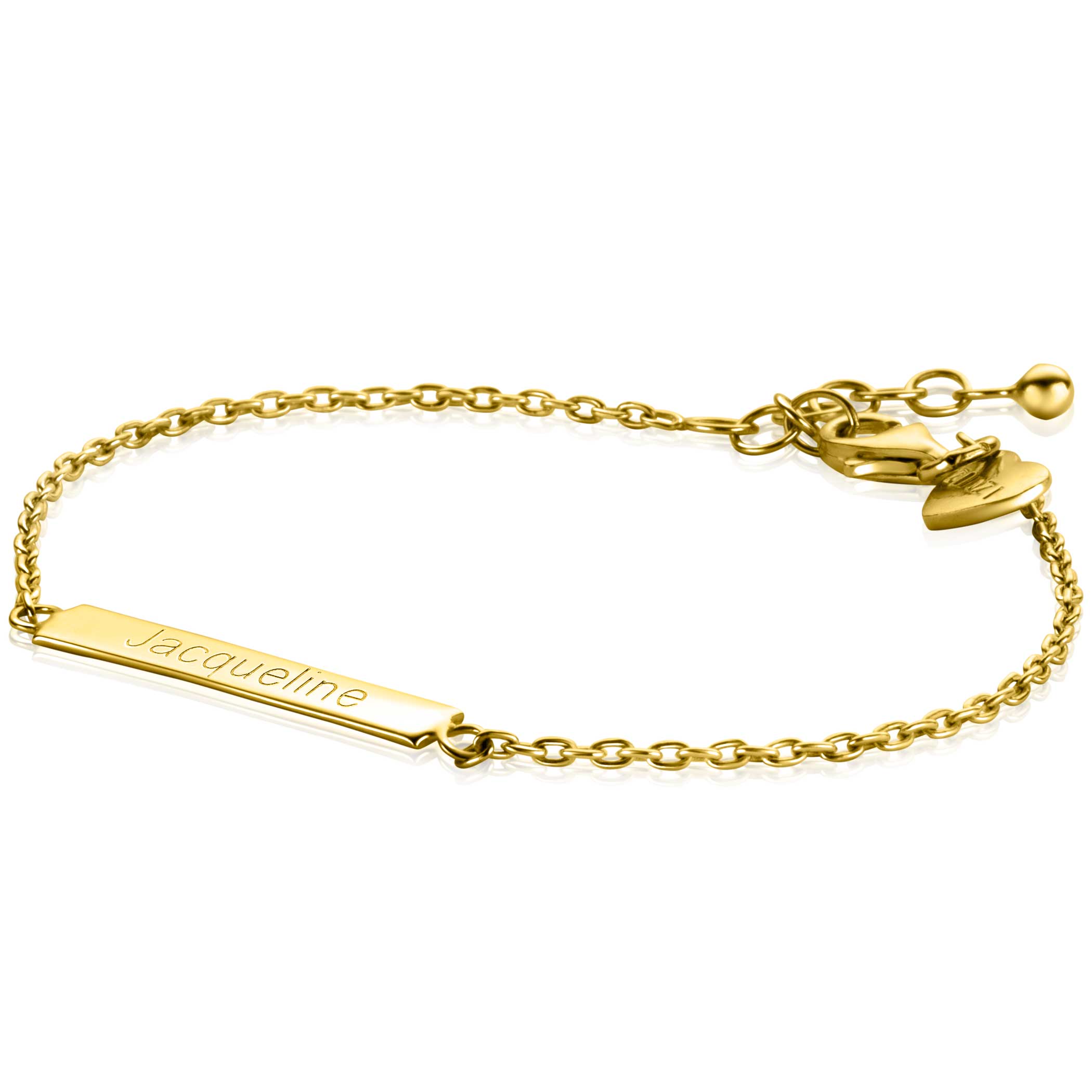 ZINZI gold plated zilveren armband met glanzend plaatje om te graveren 17-20cm ZIA2344G