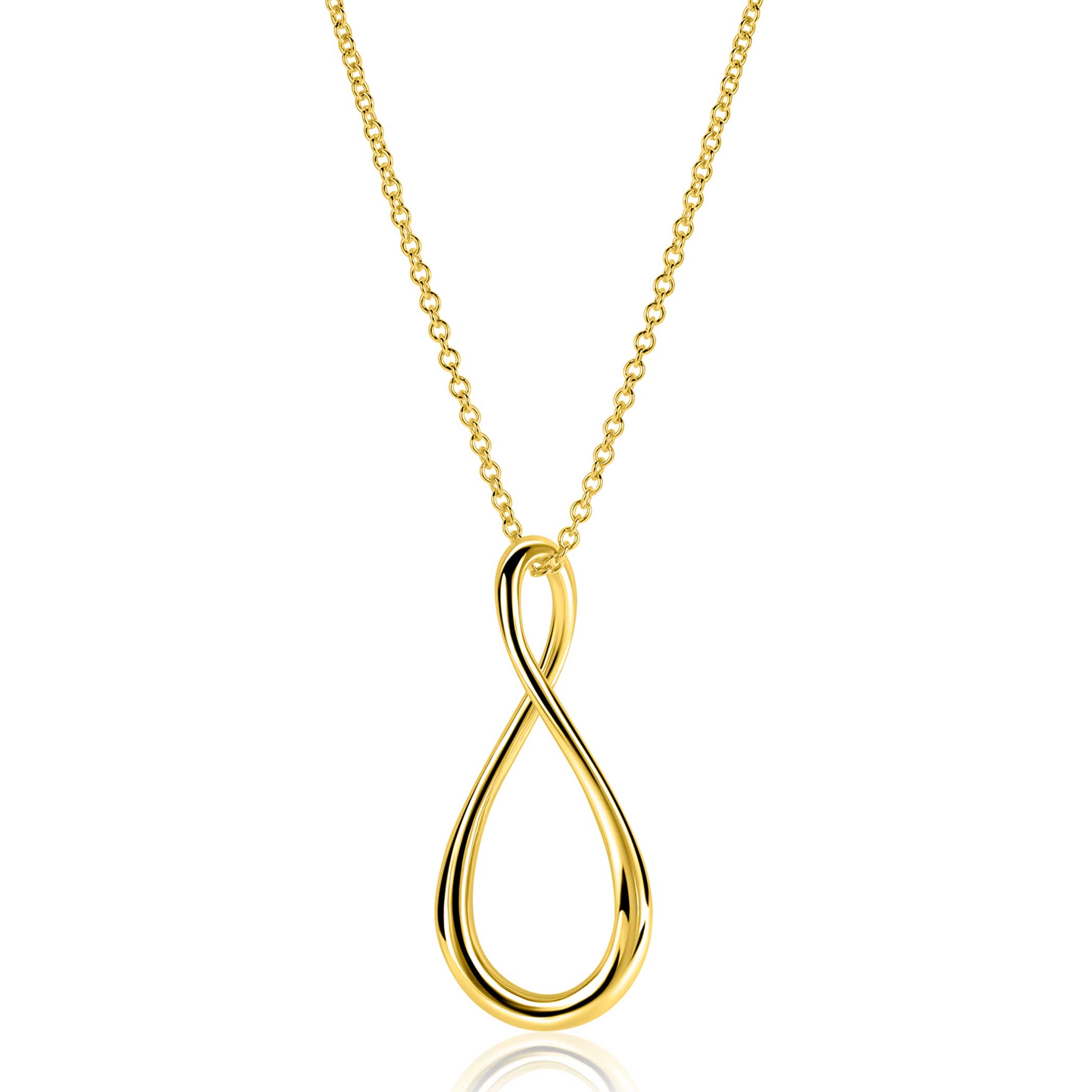 ZINZI goldplated zilveren ketting 60cm met grote gestileerde Infinity-hanger 52mm ZIC2675G
