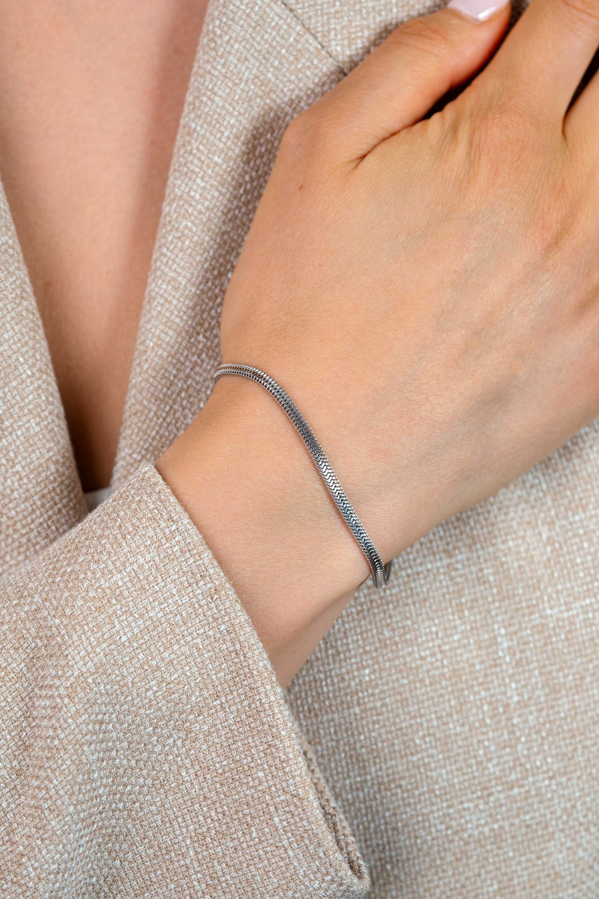 ZINZI zilveren platte slangen schakel armband (2,8mm breed) 18-21cm ZIA2847