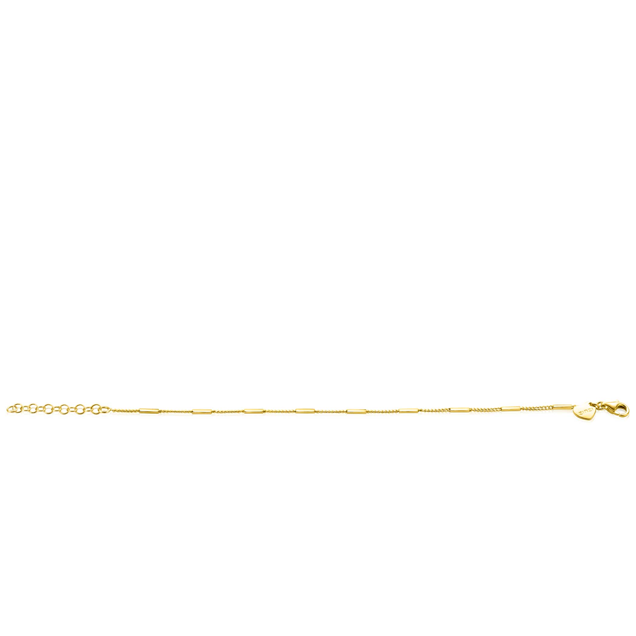 ZINZI gold plated zilveren gourmet armband met staafjes 1,6mm breed 16-19cm ZIA2366G