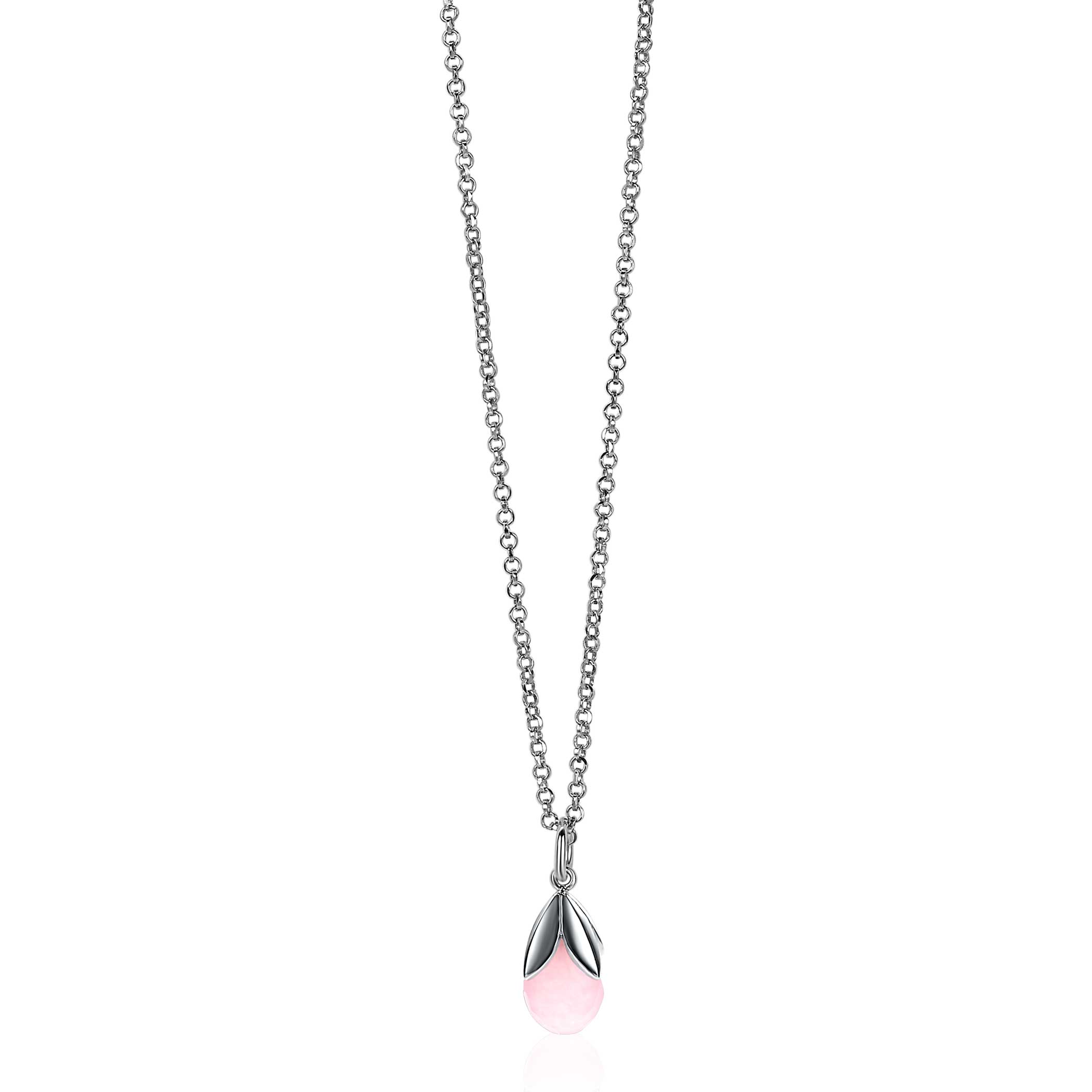 ZINZI zilveren hanger druppel roze ZIH1877R (zonder collier)