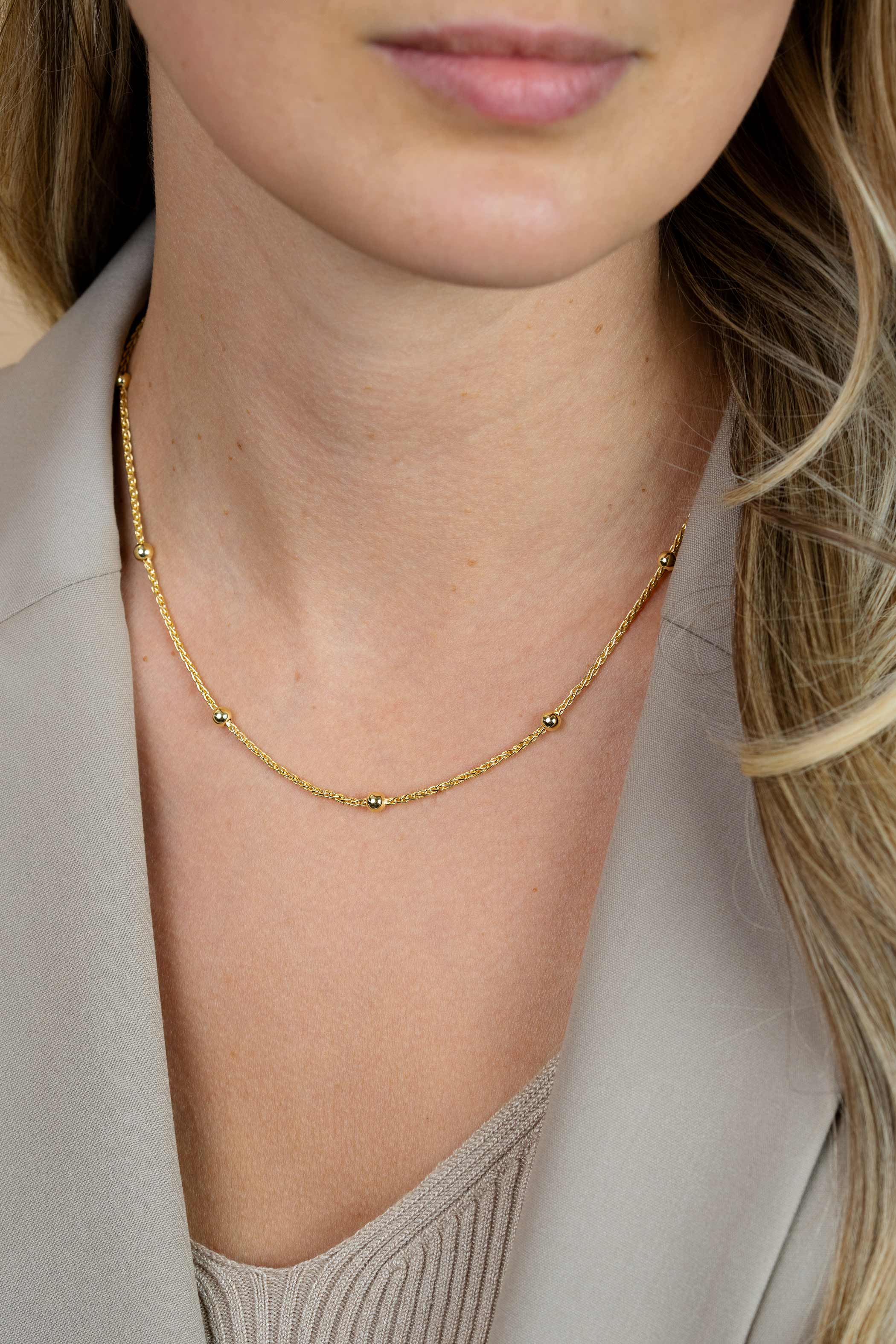 ZINZI zilveren fantasie ketting geel verguld 42-45cm ZIC1128G 