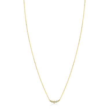 ZINZI Gold 14 karaat gouden ketting met vijf ronde witte zirconia's op een rij 45cm ZGC556
