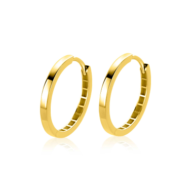 19mm ZINZI Gold 14 krt gouden oorringen met luxe klapsluiting 2mm vierkante buis ZGO573
