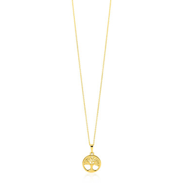 12mm ZINZI Gold 14 krt gouden hanger met levensboom (Tree of Life) ZGH578 (zonder collier)