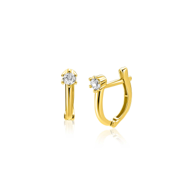 11mm ZINZI Gold 14 krt gouden oorringen ovaal model met witte zirconia en luxe klapsluiting ZGO566
