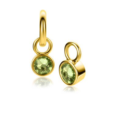 AUGUSTUS oorbedels gold plated met geboortesteen groen peridoot zirconia (excl. oorringen)

