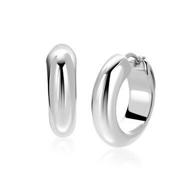 28mm ZINZI zilveren oorringen met brede buis (8mm) en rond model, handige bovensluiting ZIO2749