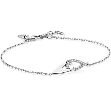 ZINZI zilveren schakelarmband met twee in elkaar gevlochten druppelvormen ZIA2768