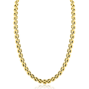 ZINZI gold plated zilveren brede rolex-style schakel-collier 8mm breed 43cm ZIC2764G