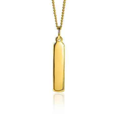 ZINZI zilveren hanger 14K geel verguld 32mm langwerpige plaat ZIH2213G (zonder collier)