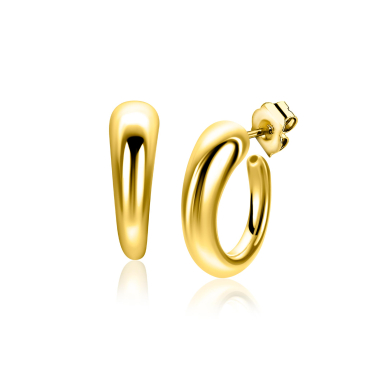 21mm ZINZI goldplated zilveren oorringen met een bolle aflopende vorm en met poussette ZIO2788G