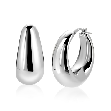 31mm ZINZI zilveren oorringen met brede buis (9mm) en ovaal model, handige bovensluiting ZIO2750