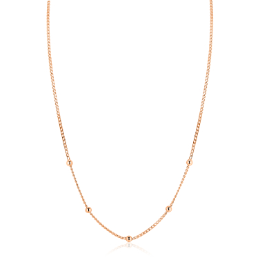 ZINZI rosé-plated zilveren gourmet ketting met vijf bolletjes 42–45cm ZIC2714R