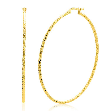 61mm ZINZI gold plated zilveren extra grote oorringen met gefacetteerde buis en handige bovensluiting ZIO2913G