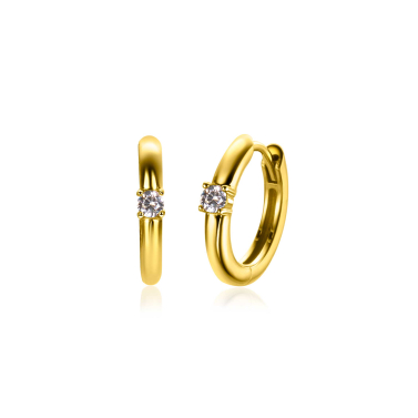 APRIL oorringen 13mm gold plated met geboortesteen diamant wit zirconia
