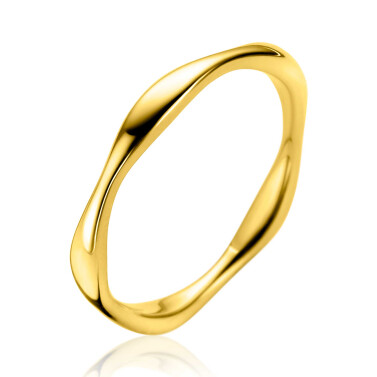 ZINZI gold plated zilveren ring organisch gevormd 2,5mm breed ZIR2610GC