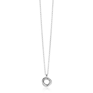 ZINZI zilveren collier 45cm met hanger van drie verbonden ringen (knoop-stijl) ZIC2890