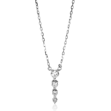 ZINZI zilveren ketting 45cm met hanger vier ronde zirconia's 16mm ZIC2328